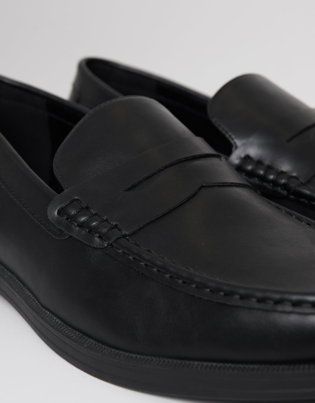 Black Faux Leather Penny Loafers