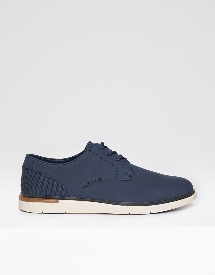 Navy Faux Suede Derby Shoes