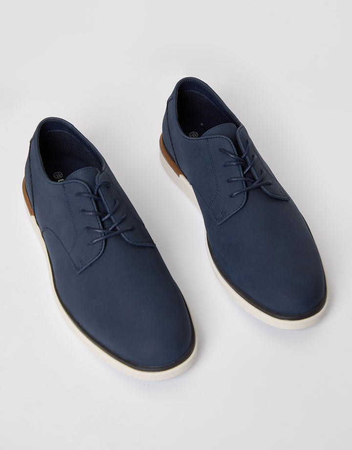 Navy Faux Suede Derby Shoes