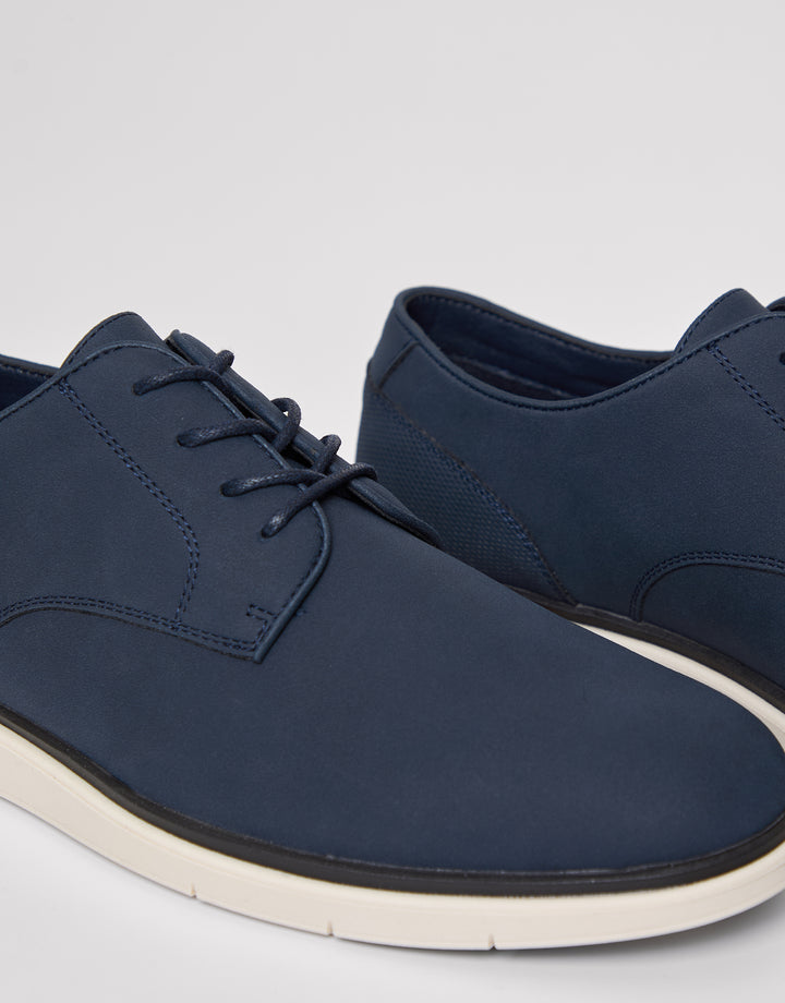 Navy Faux Suede Derby Shoes