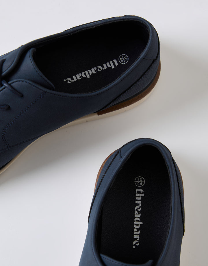 Navy Faux Suede Derby Shoes