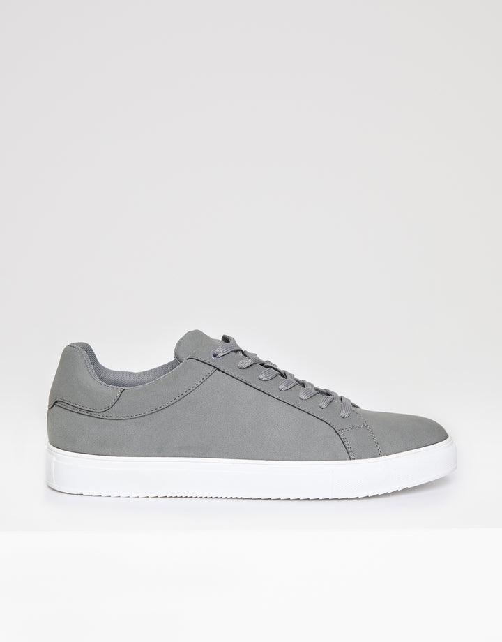 Grey Faux Suede Court Trainers