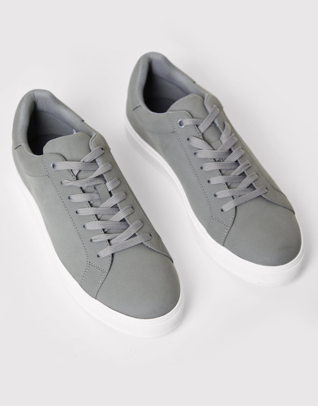 Grey Faux Suede Court Trainers
