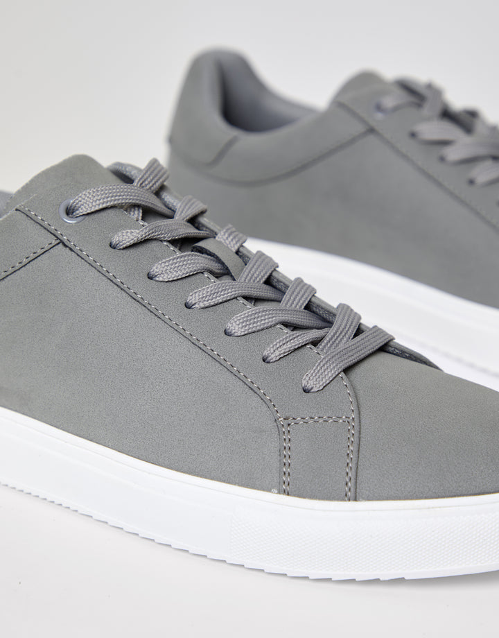 Grey Faux Suede Court Trainers
