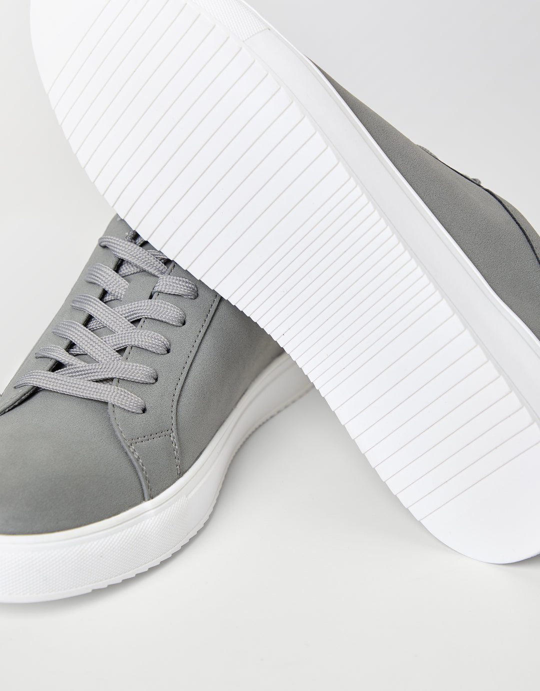 Grey Faux Suede Court Trainers