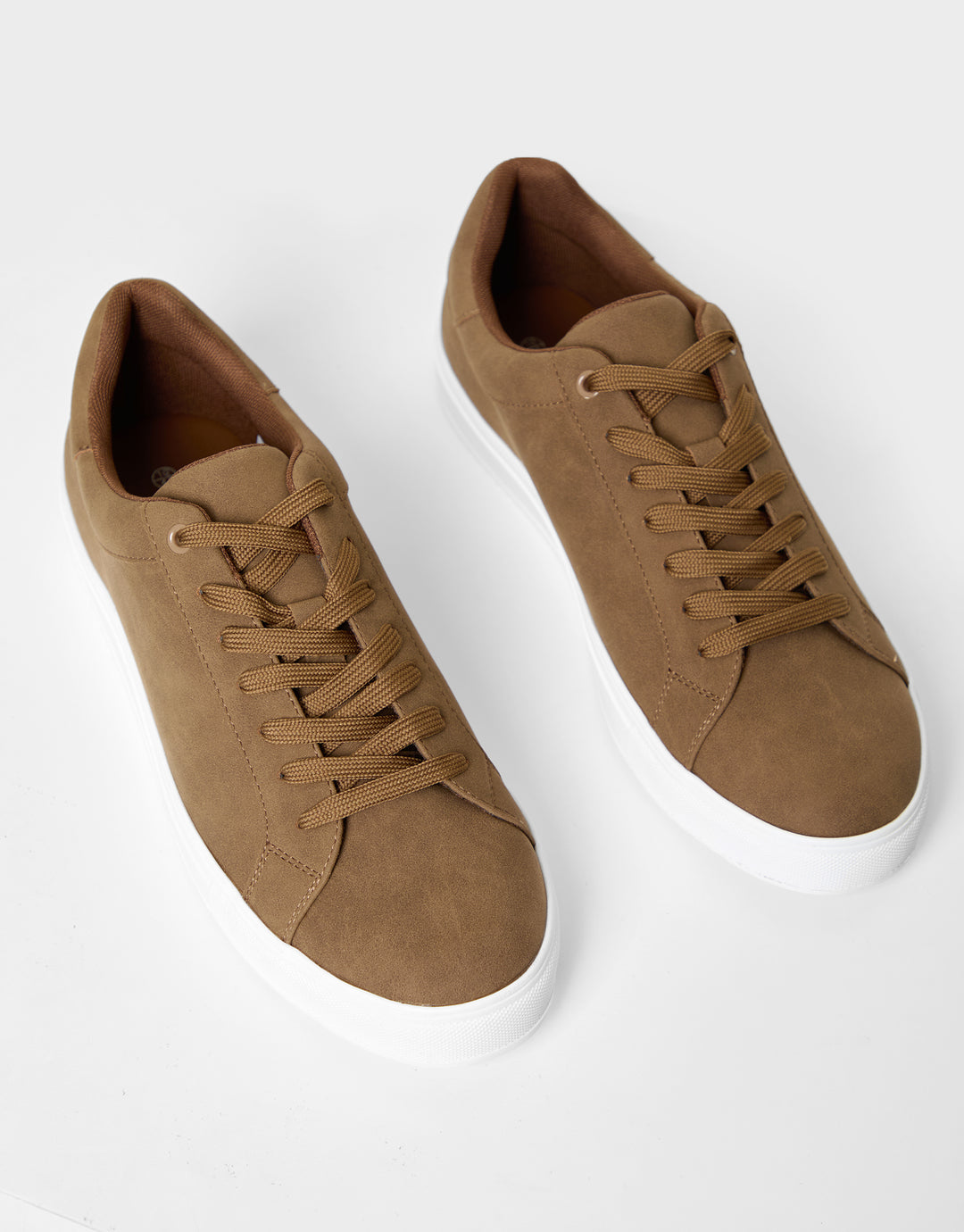 Tan Brown Faux Suede Court Trainers