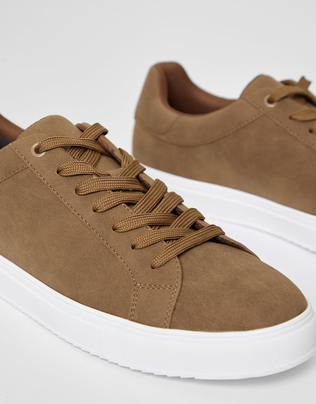 Tan Brown Faux Suede Court Trainers