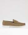 Threadbare Faux Suede Penny Loafers in Beige - side view