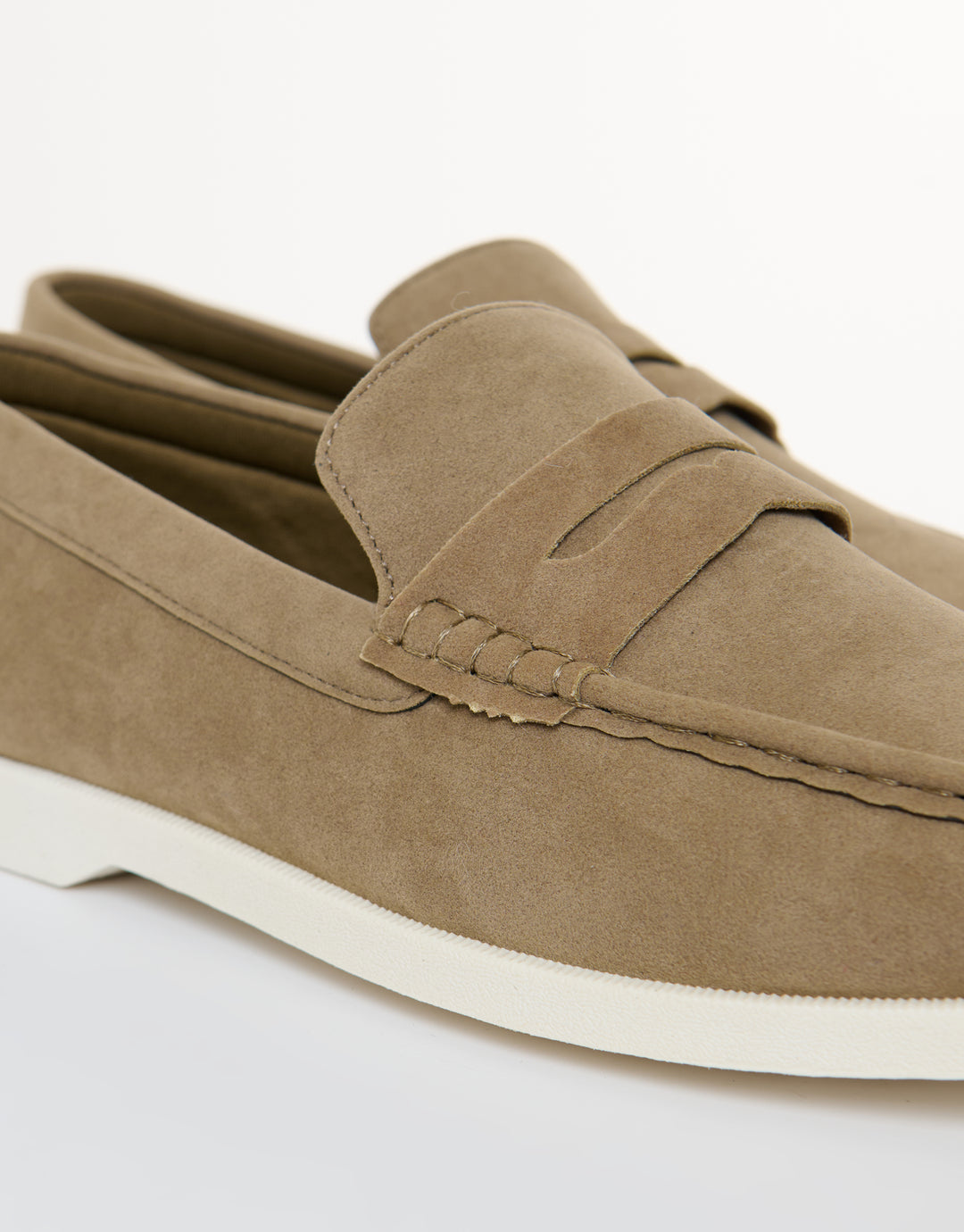 Threadbare Faux Suede Penny Loafers in Beige - close up