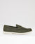 Khaki Green Textured Faux Suede Penny Loafers