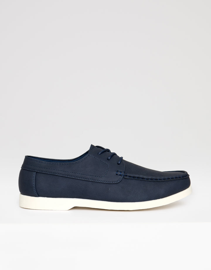 Threadbare Boat Shoes in Navy - Side Full View
