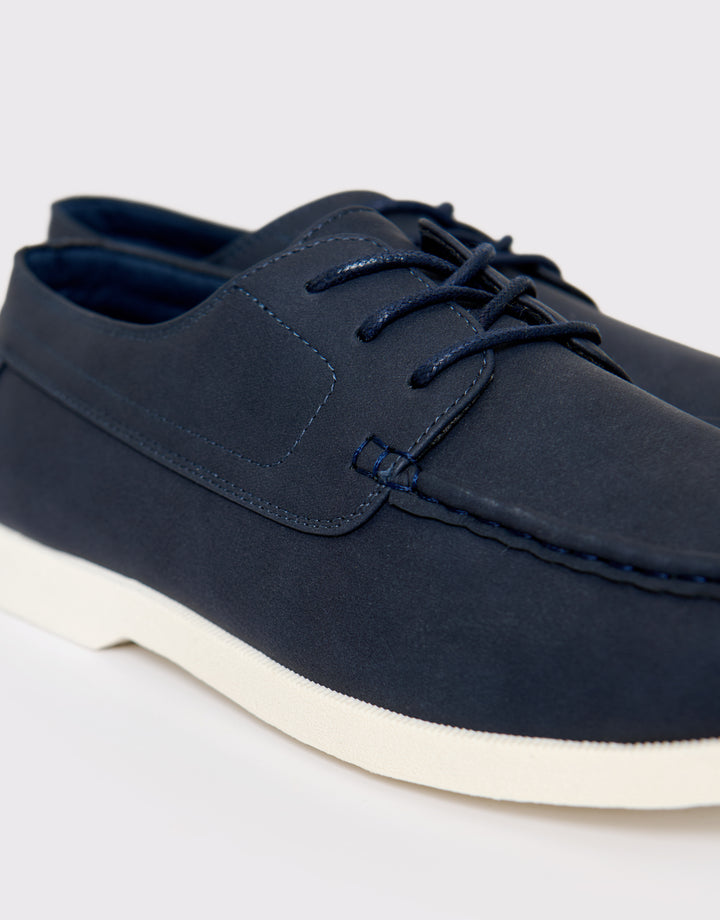 Threadbare Boat Shoes in Navy - Close View