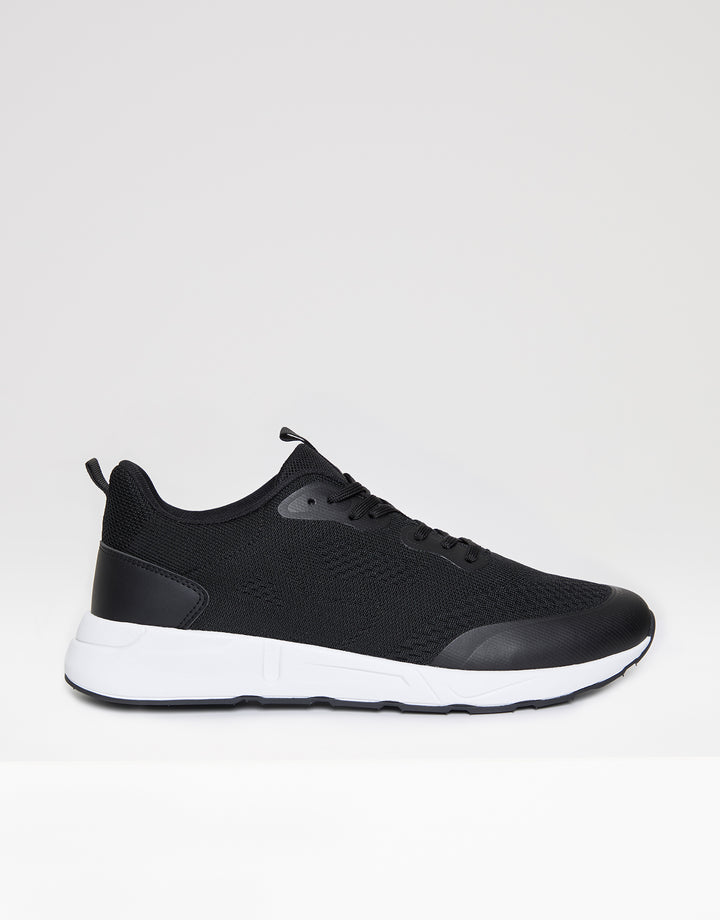 Black & White Textured Slip On Trainers