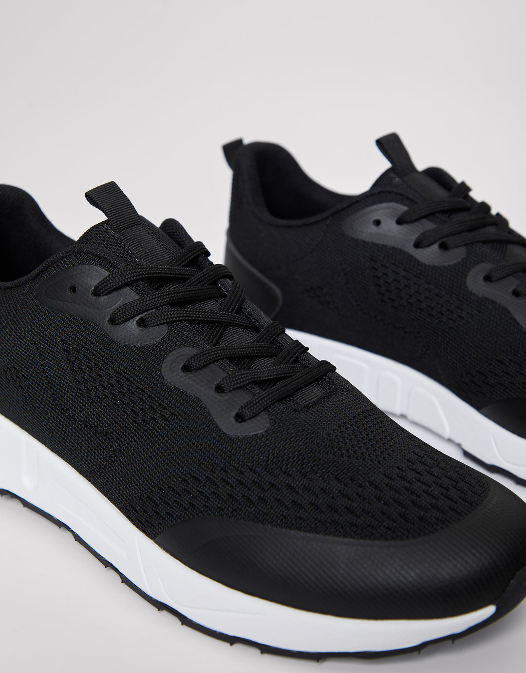 Black & White Textured Slip On Trainers