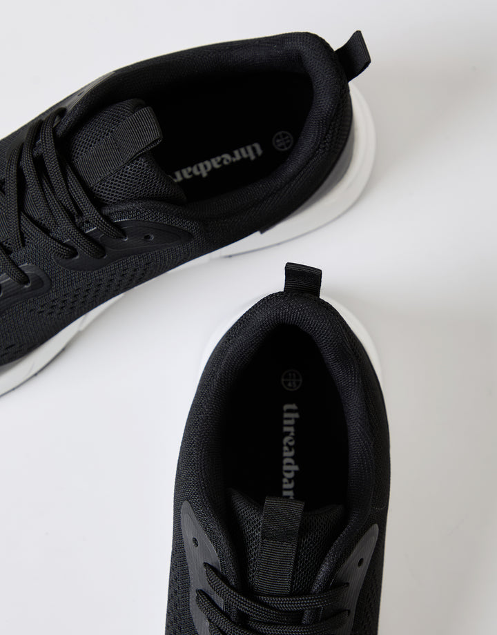 Black & White Textured Slip On Trainers