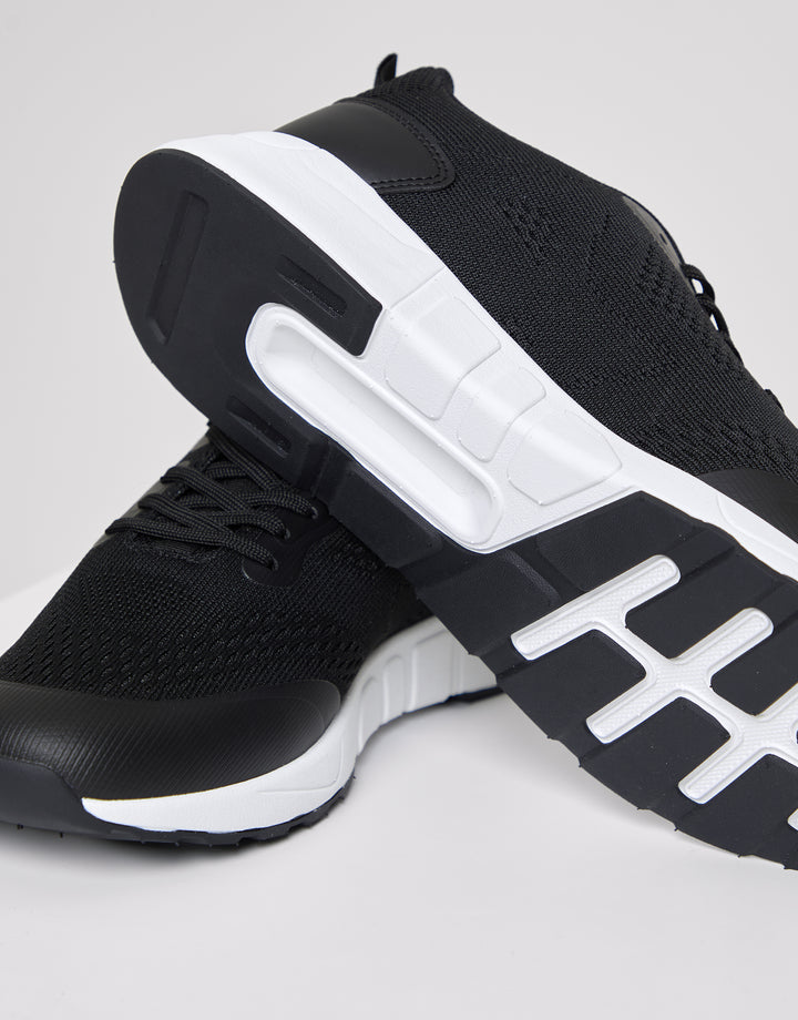 Black & White Textured Slip On Trainers