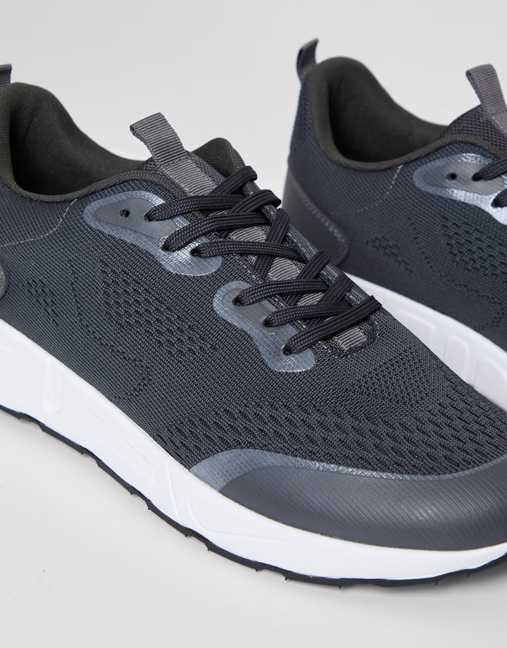 Grey Textured Slip On Trainers