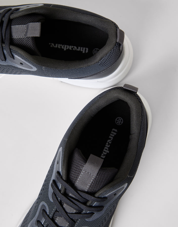 Grey Textured Slip On Trainers