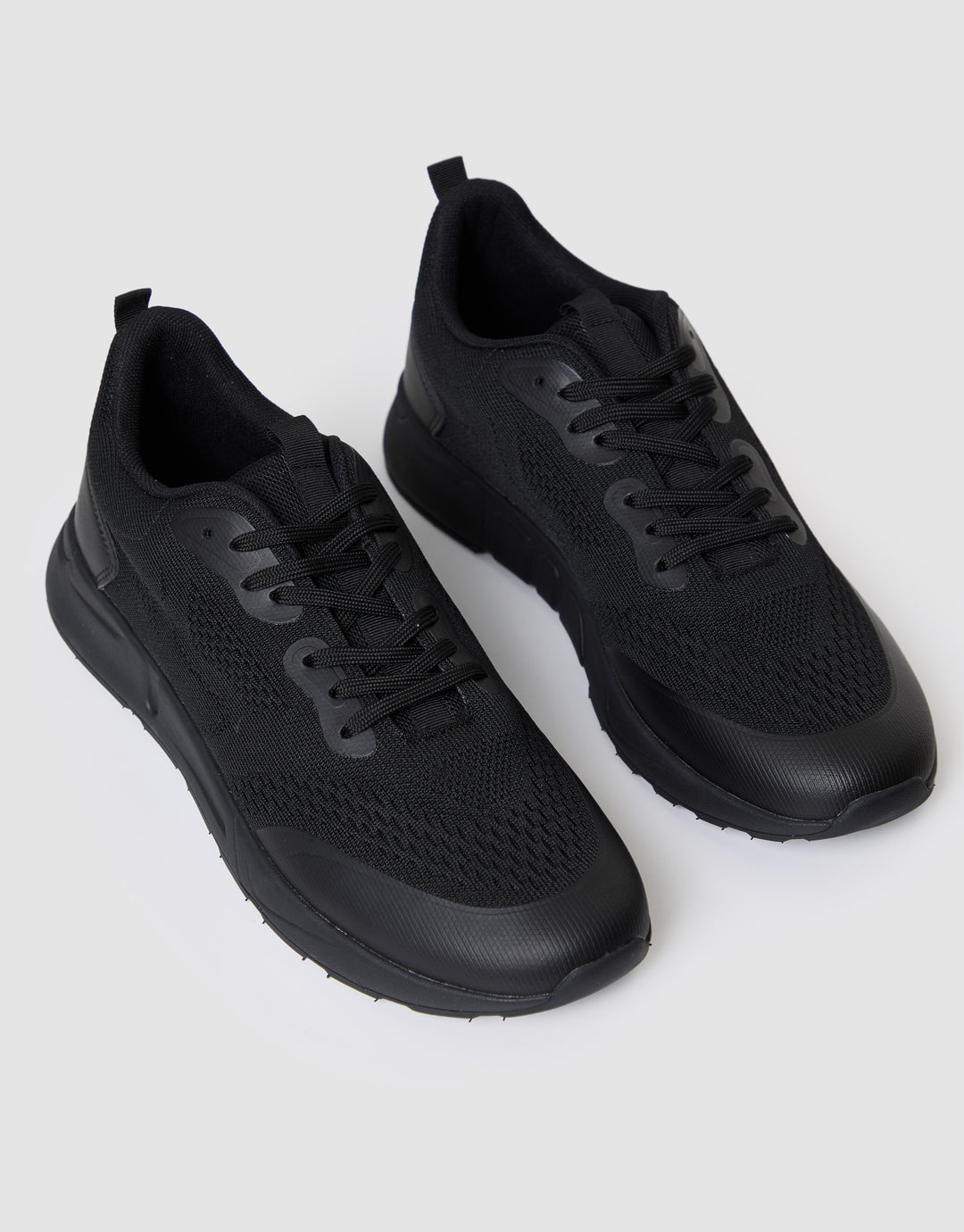 Black Textured Slip On Trainers