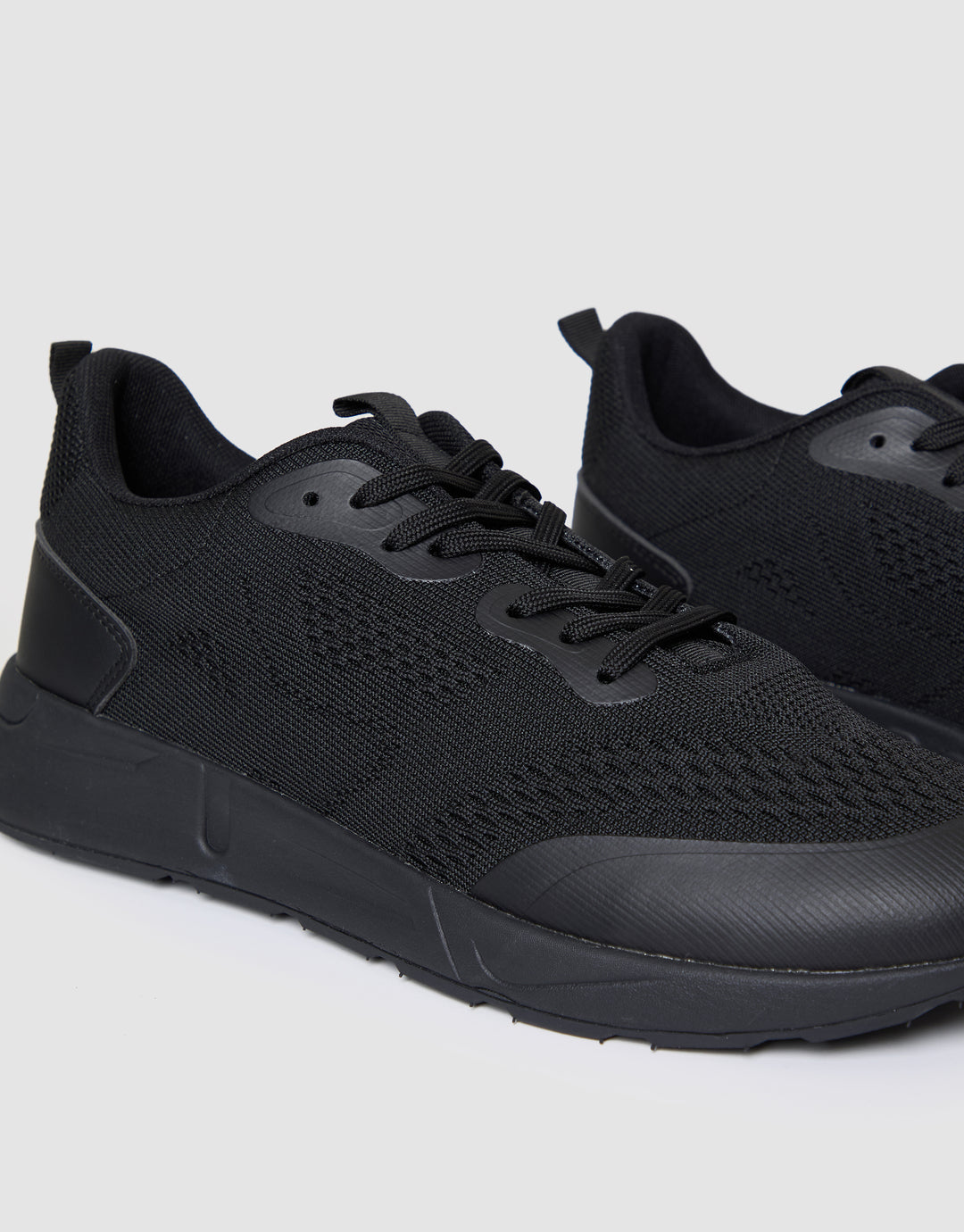 Black Textured Slip On Trainers