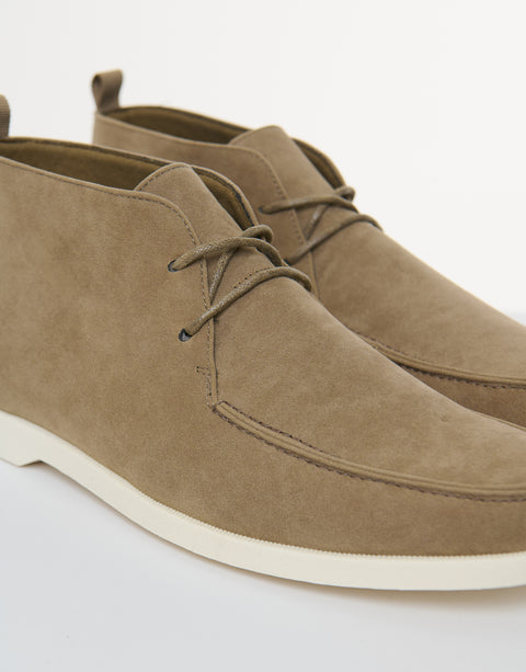 Threadbare Faux Suede Moccasin Boots in Beige - laces close up