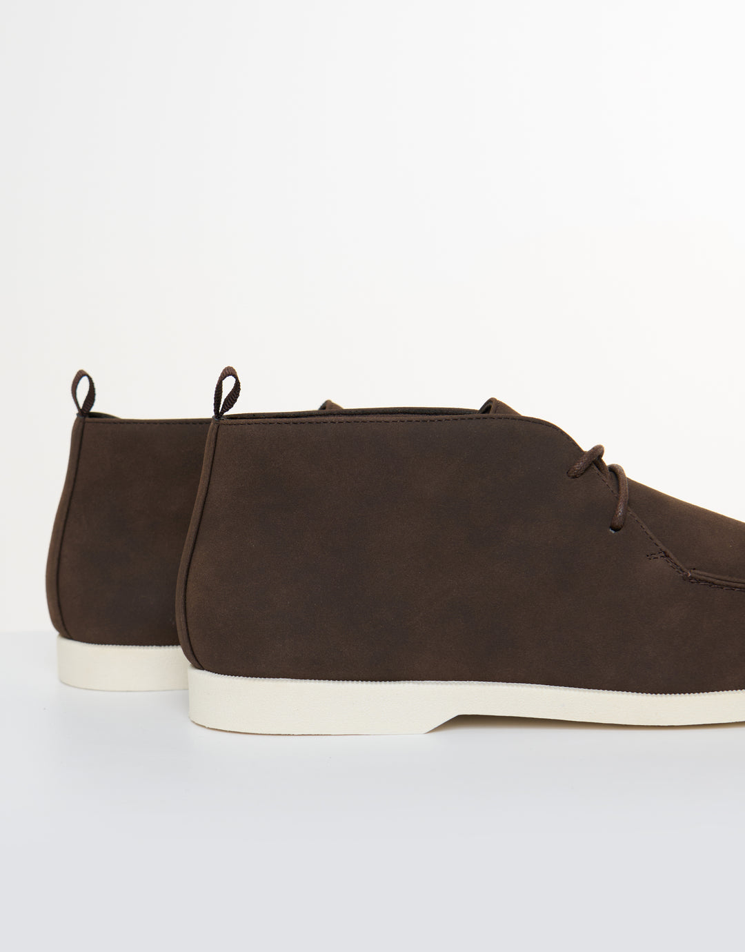 Threadbare Faux Suede Moccasin Boots in Brown - side view close up