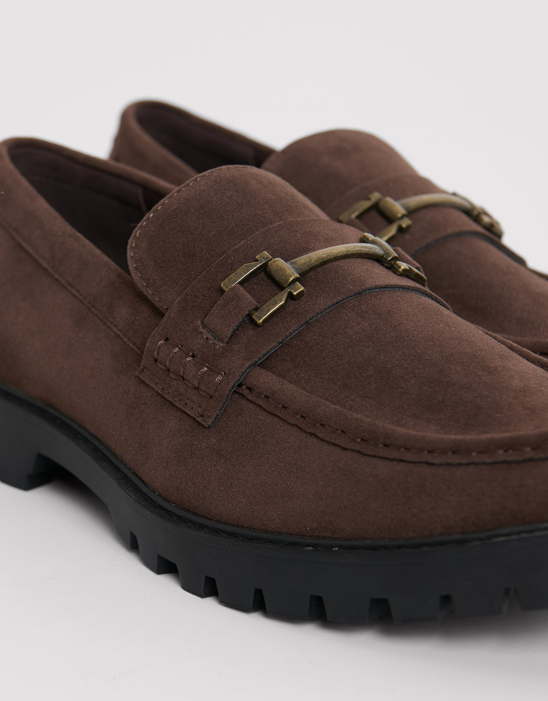 Faux Suede Slip On Loafers in Brown