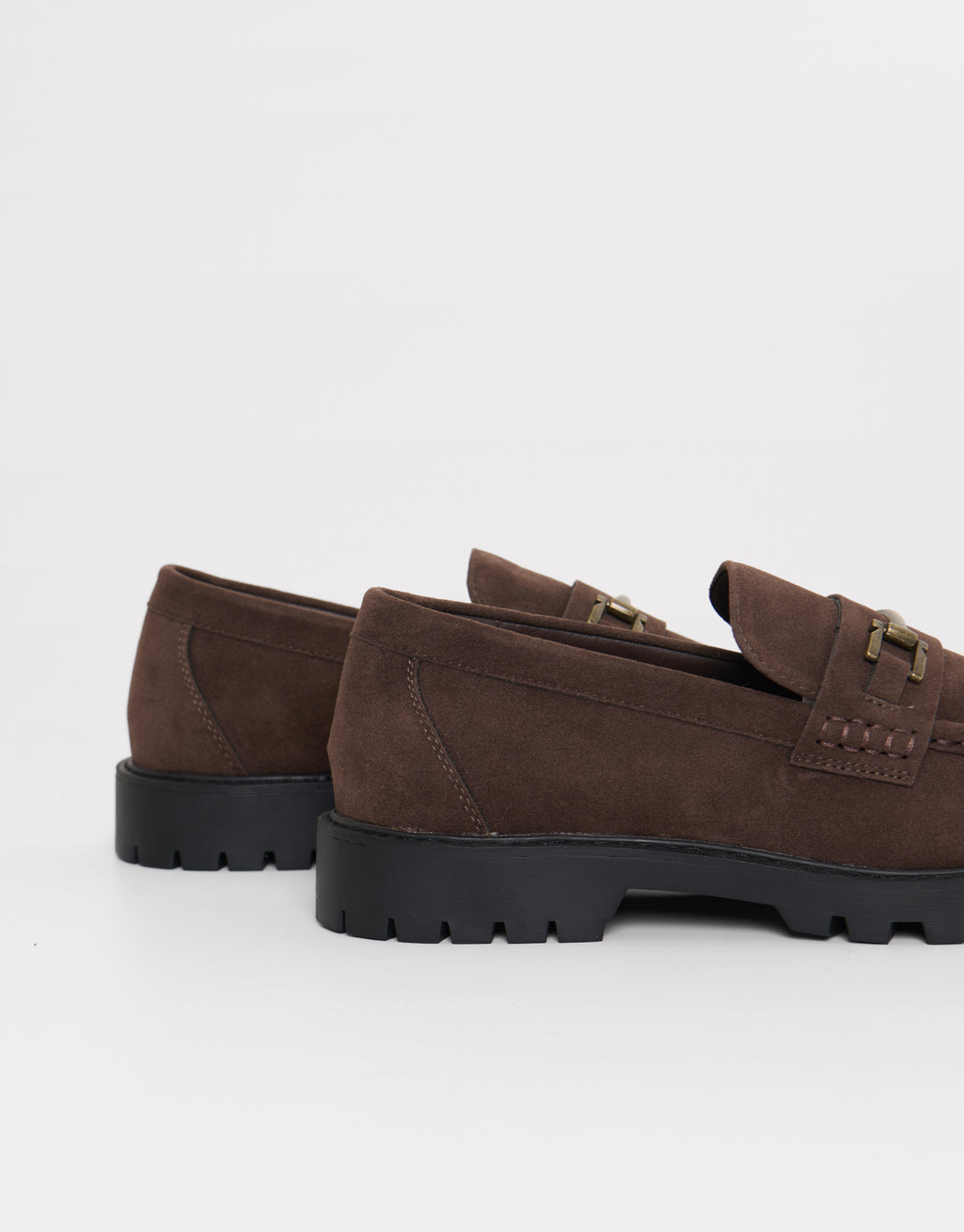 Faux Suede Slip On Loafers in Brown