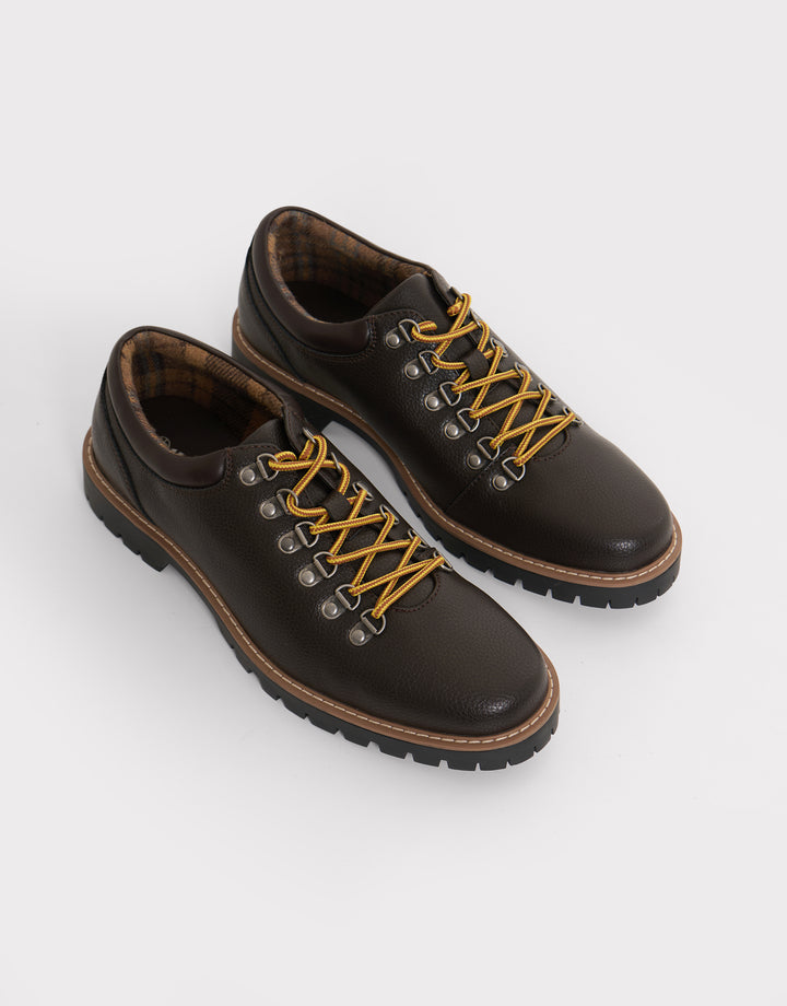 Derby Lace Up Boot Style Trainer in Brown