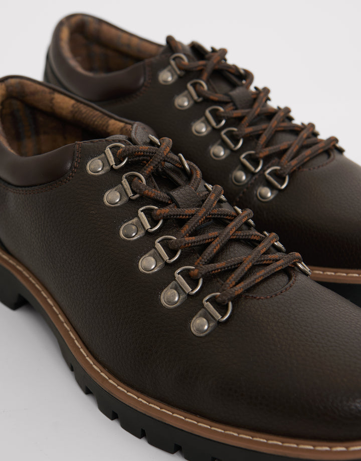 Derby Lace Up Boot Style Trainer in Brown