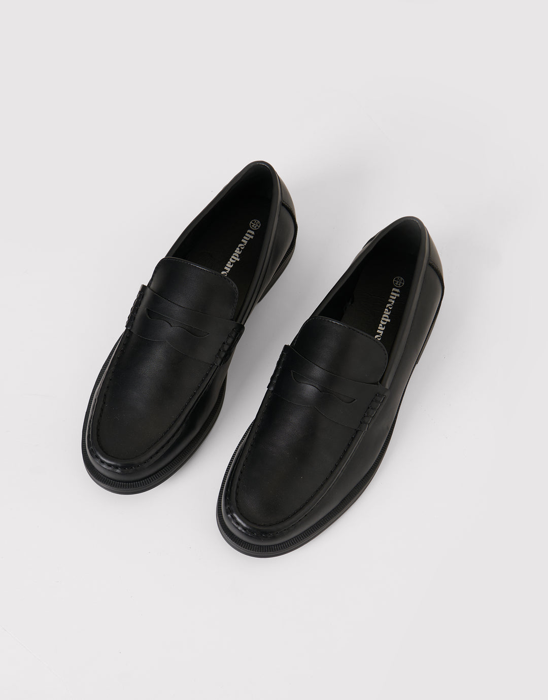 Faux Leather Slip On Loafers in Black