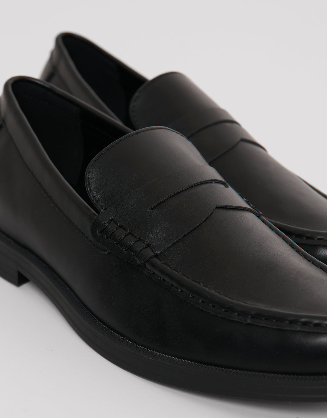 Faux Leather Slip On Loafers in Black