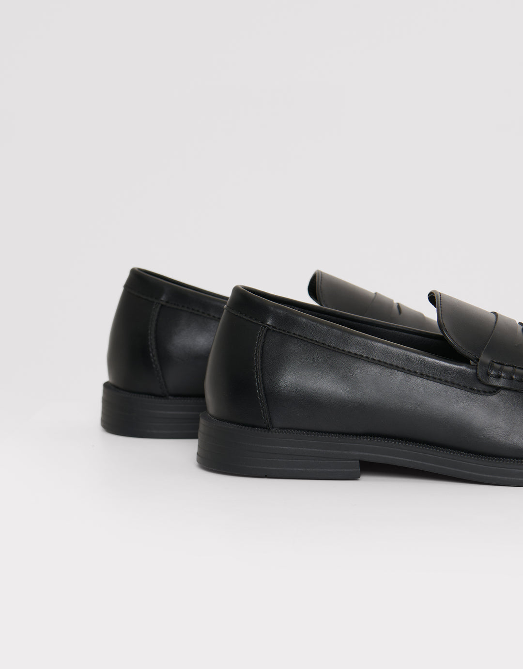 Faux Leather Slip On Loafers in Black