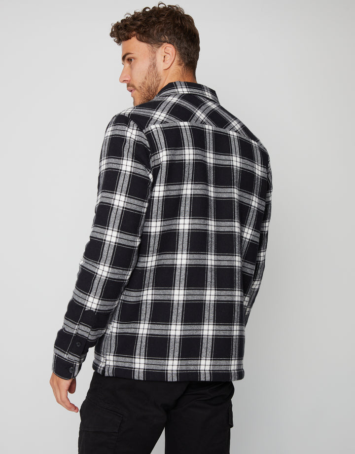 Black Check Borg Lined Long Sleeve Shirt