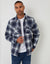 Navy Check Brushed Borg Lined Shacket