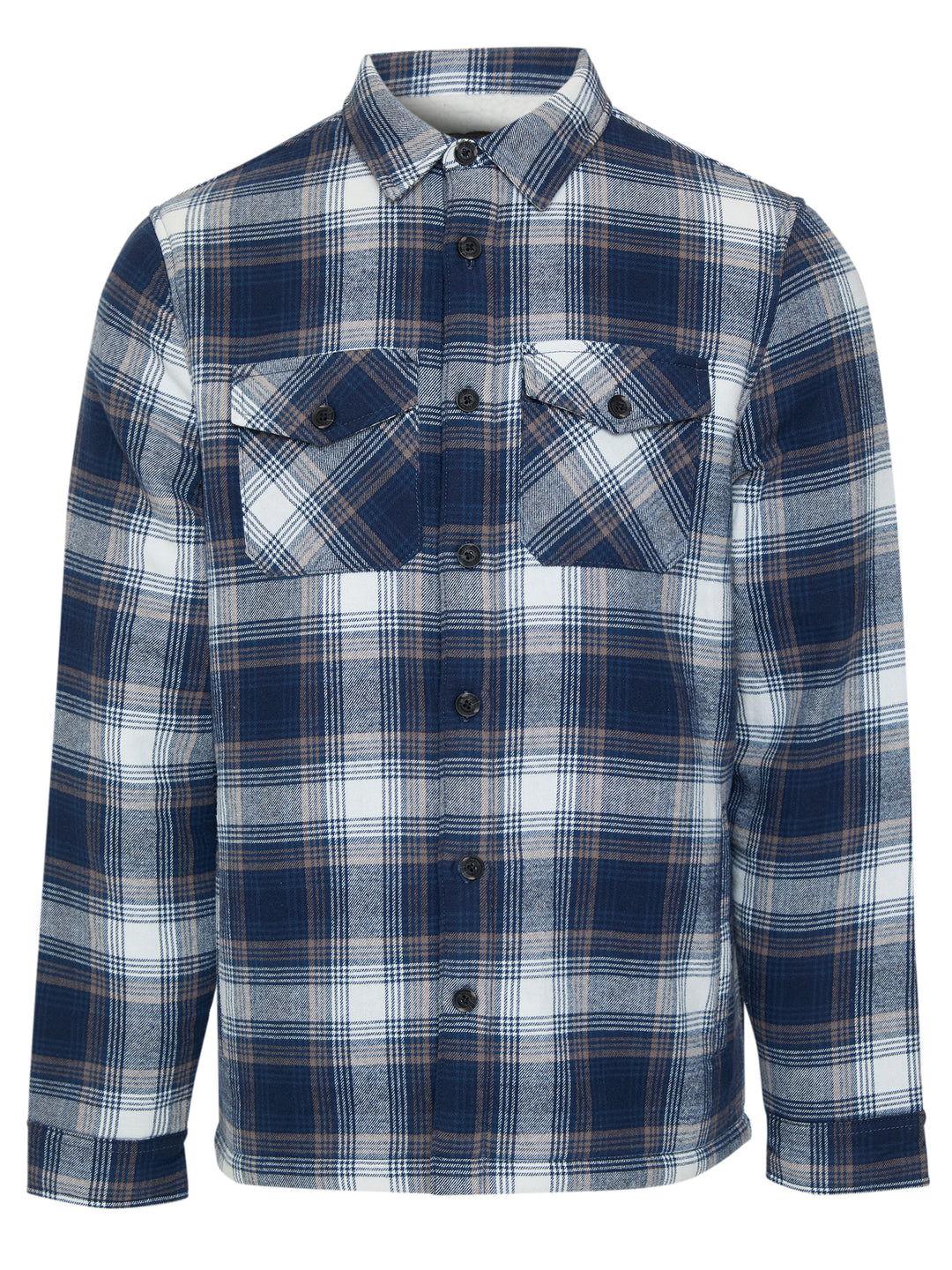 Navy Check Brushed Borg Lined Shacket