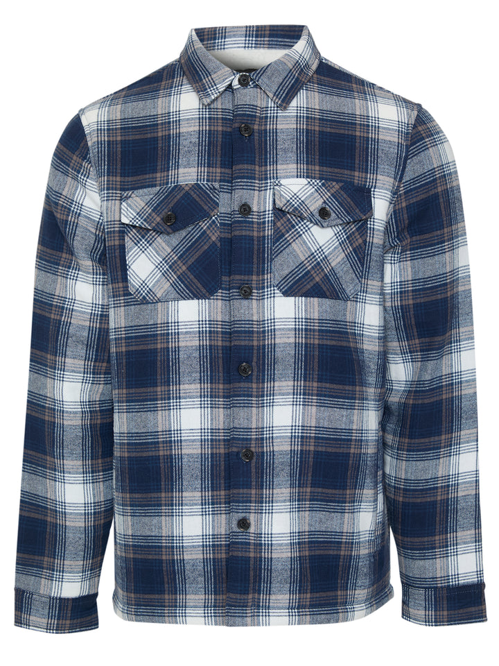 Navy Check Brushed Borg Lined Shacket