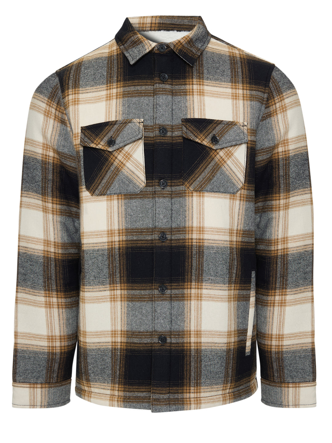 Camel Brown Check Brushed Borg Lined Shacket