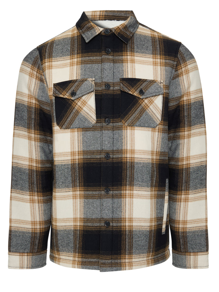 Camel Brown Check Brushed Borg Lined Shacket