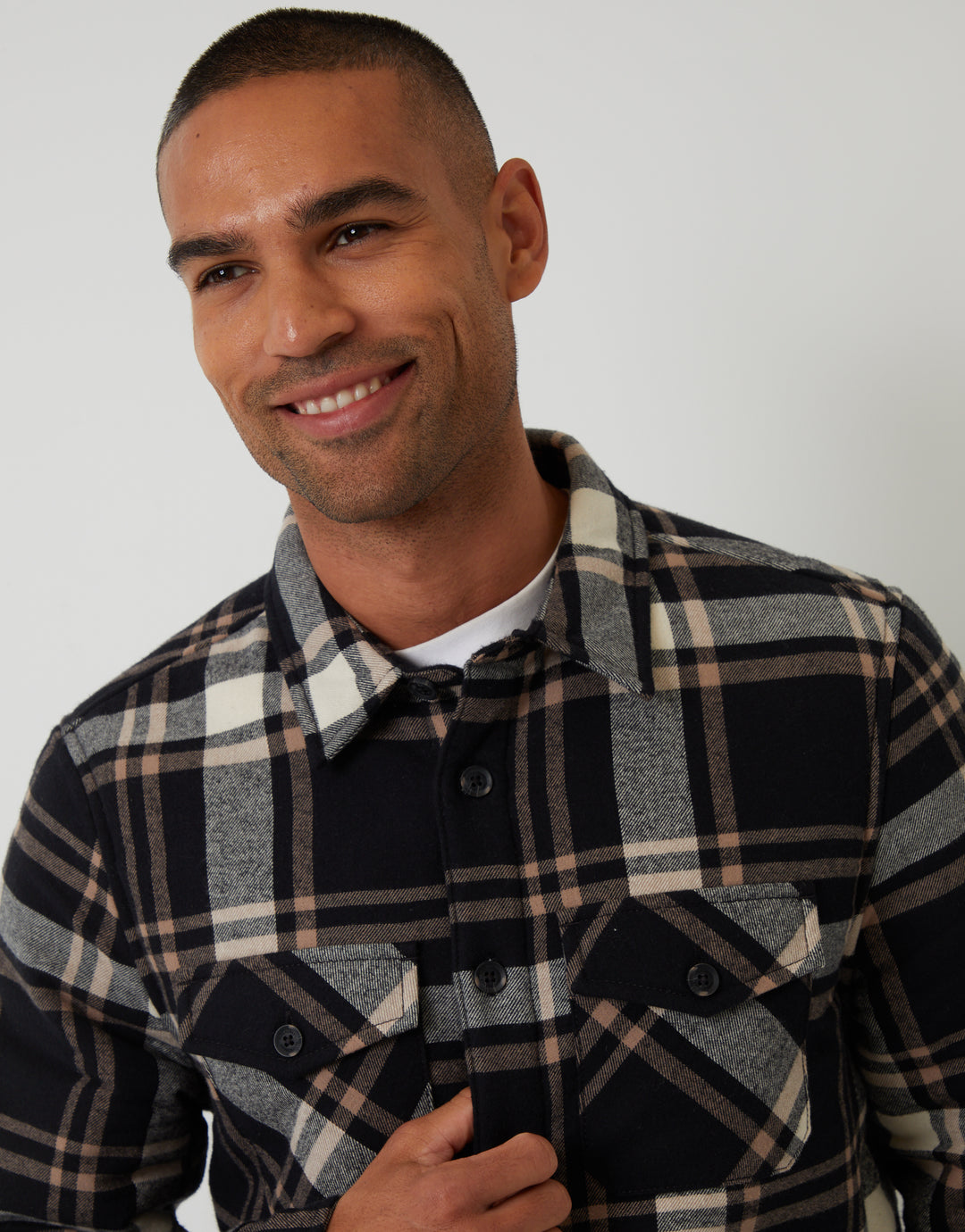 Black Check Brushed Borg Lined Shacket