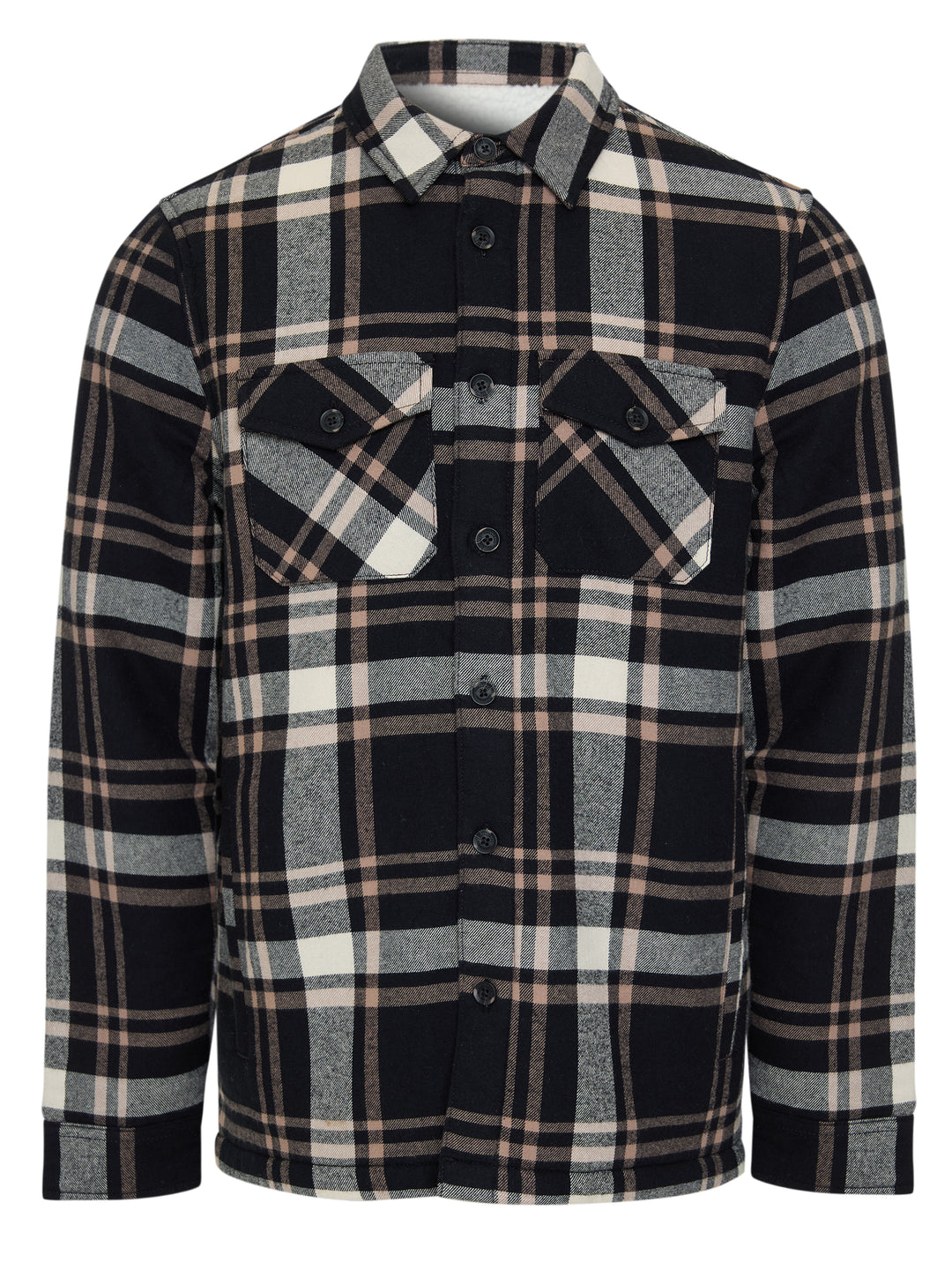 Black Check Brushed Borg Lined Shacket