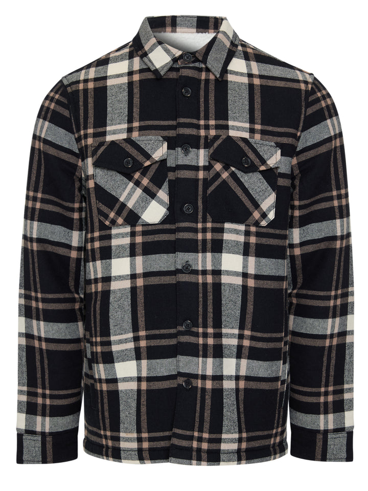 Black Check Brushed Borg Lined Shacket