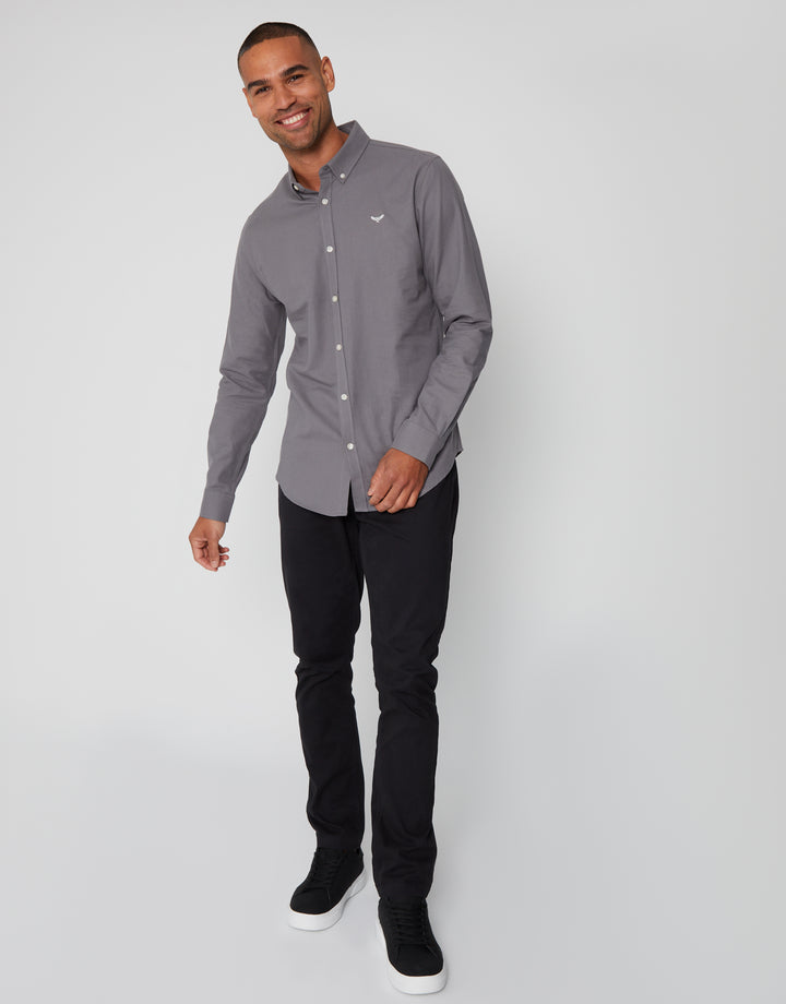 Grey Cotton Long Sleeve Shirt
