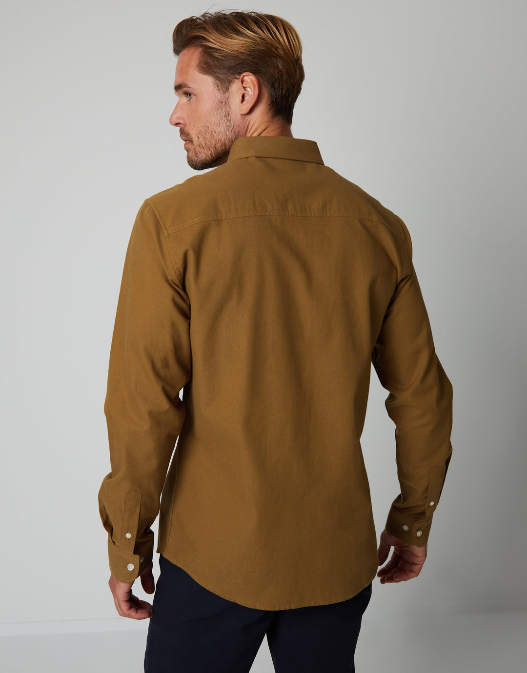 Camel Brown Cotton Long Sleeve Shirt