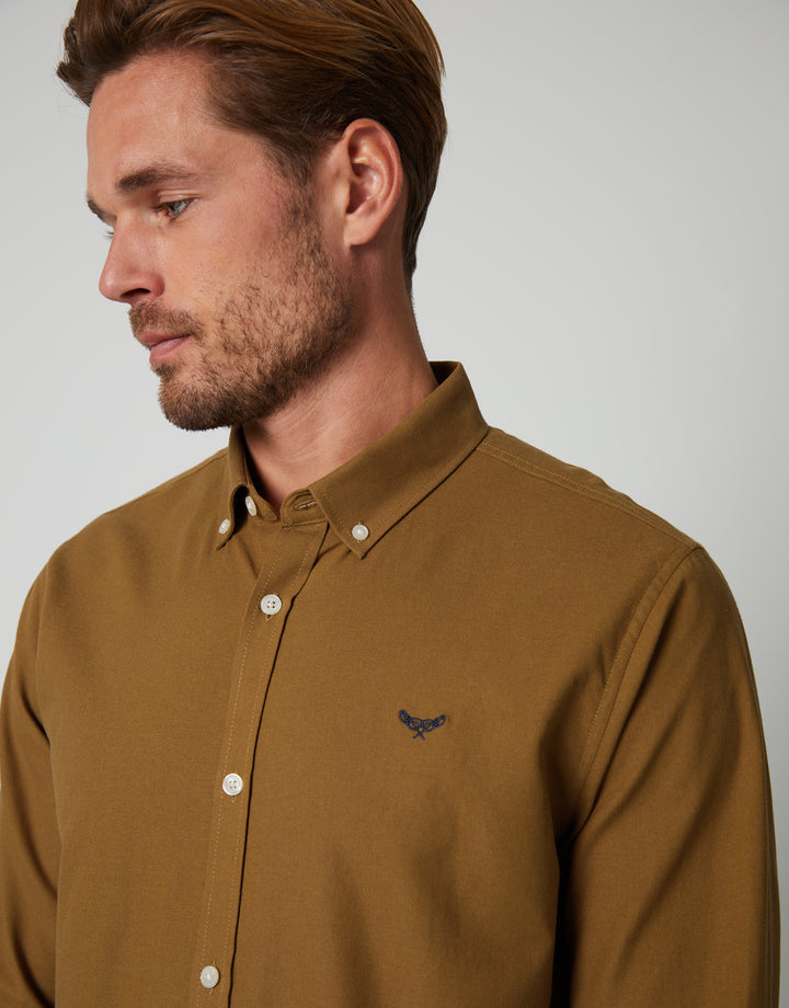 Camel Brown Cotton Long Sleeve Shirt