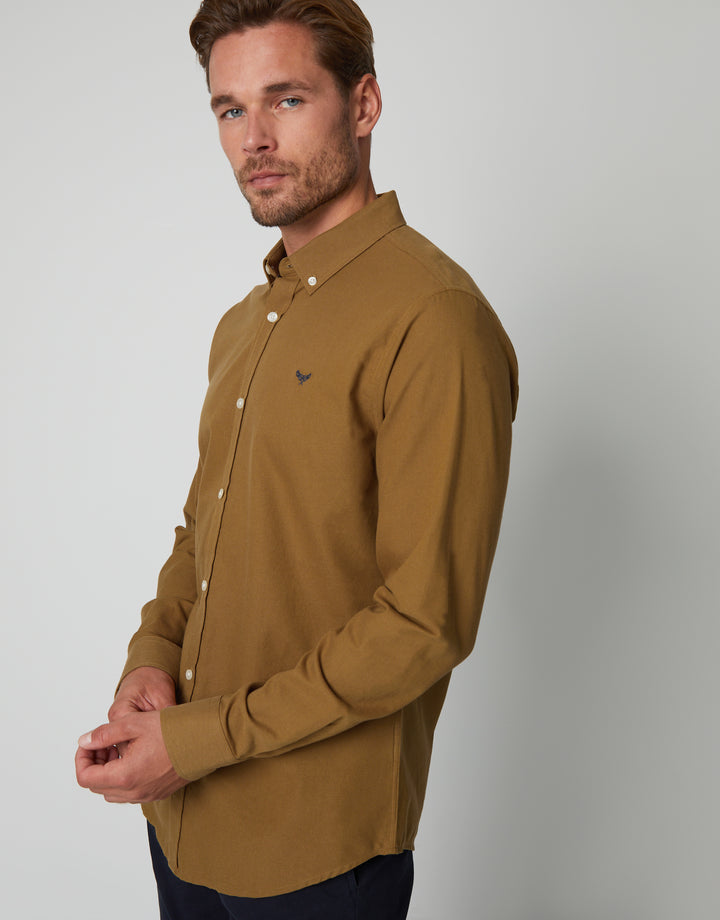 Camel Brown Cotton Long Sleeve Shirt