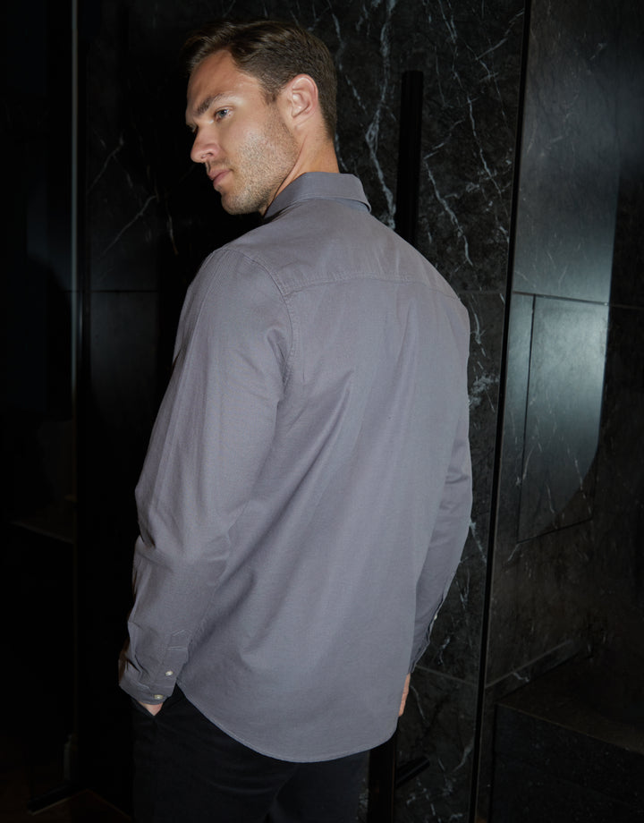Slate Grey Cotton Long Sleeve Shirt