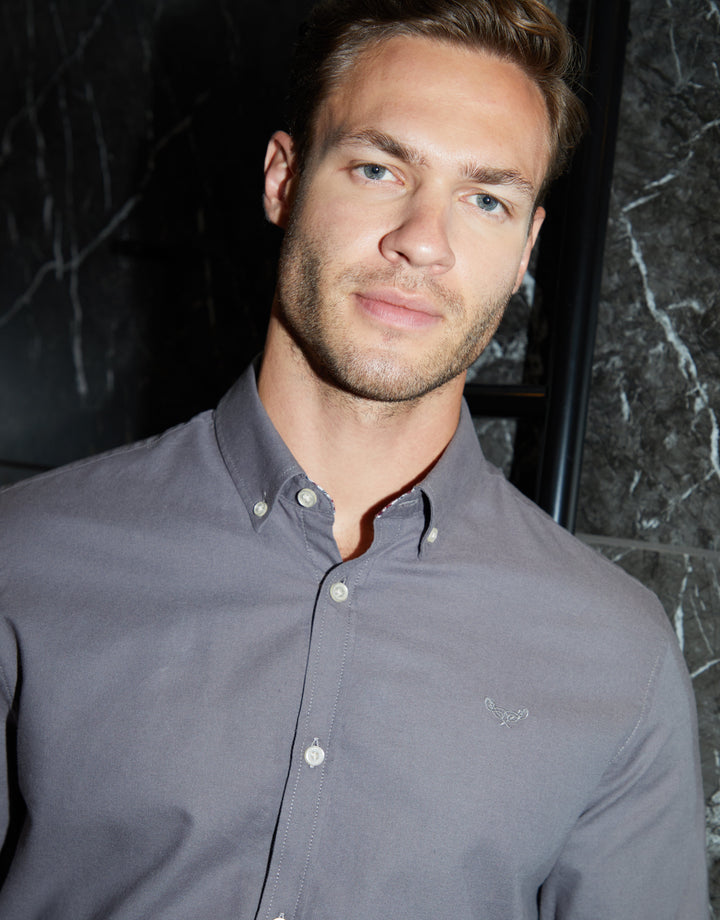 Slate Grey Cotton Long Sleeve Shirt