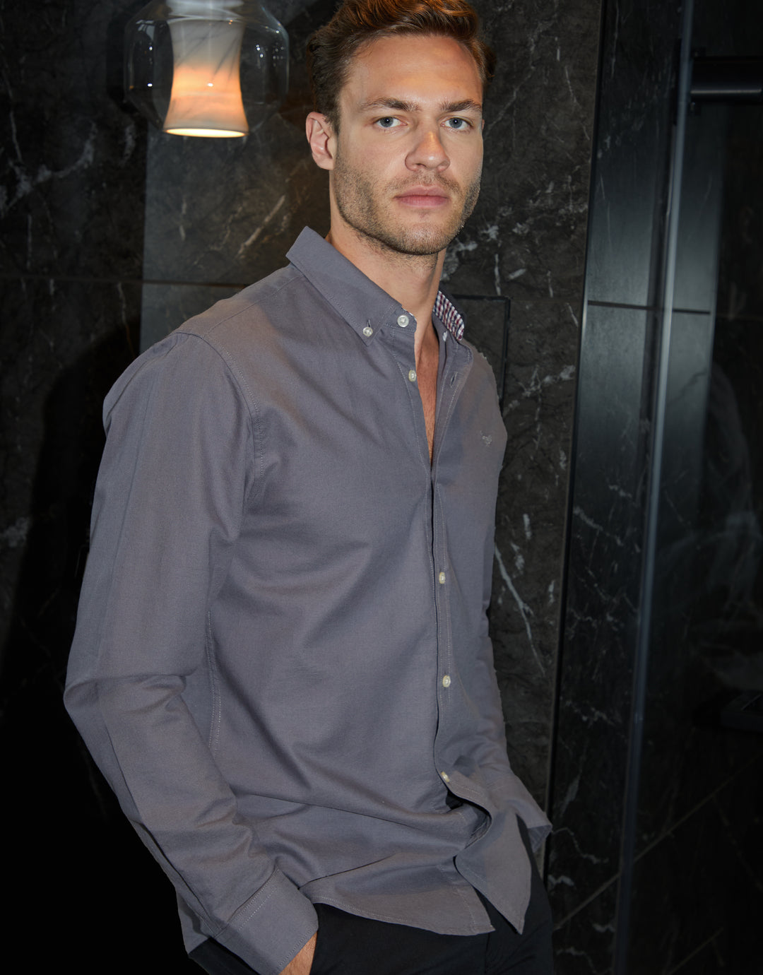 Slate Grey Cotton Long Sleeve Shirt