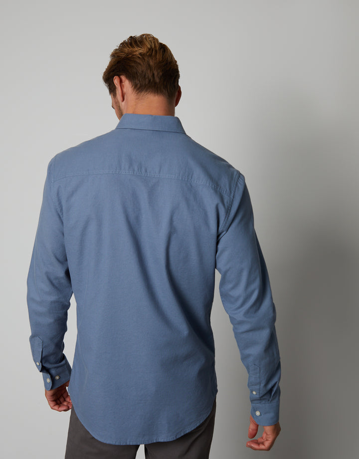 Denim Blue Cotton Long Sleeve Shirt
